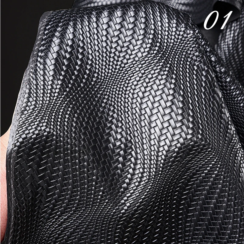 

50*145cm Brown Leather Fabric 3D Irregular Weaving Texture Embossed Creative Designer Fabrics Handmade DIY Coat Bag Clothing