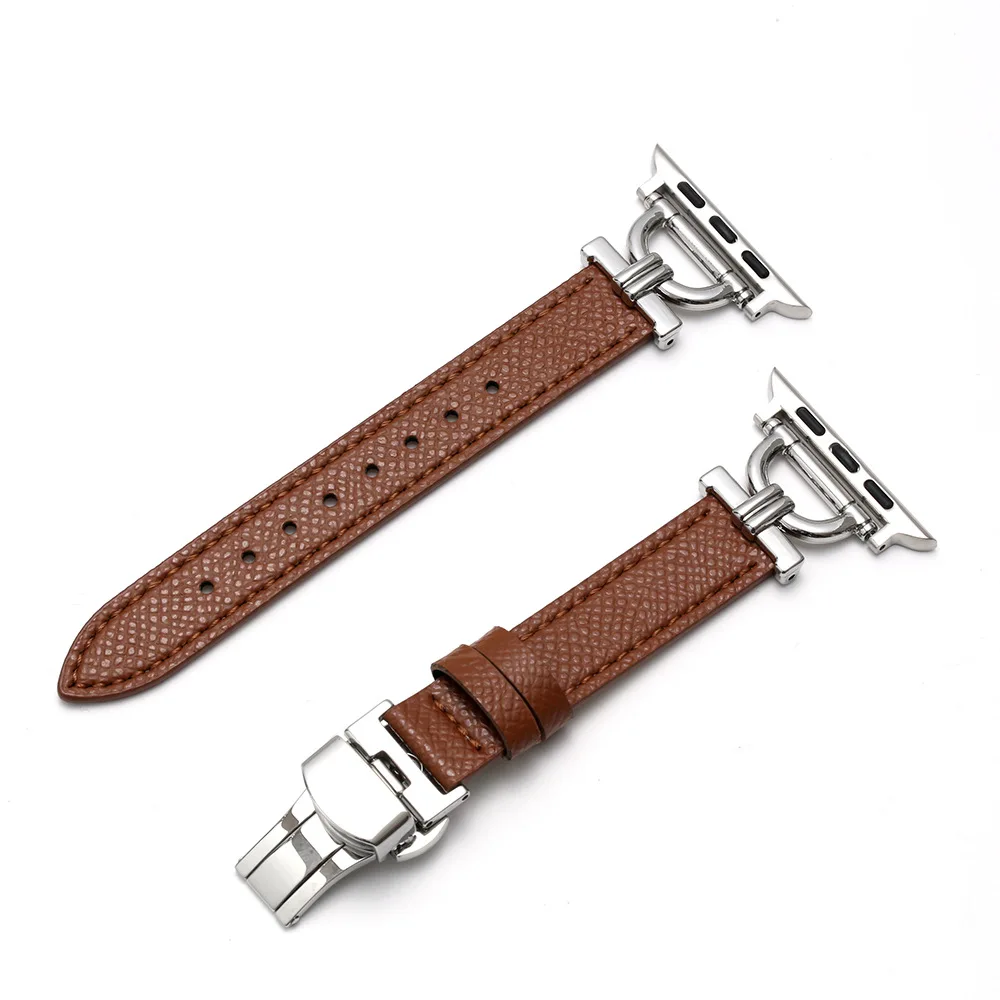 Echt Lederen Band Voor Apple Watch Strap Vlindergesp Horlogebandjes Horloge Accessoires