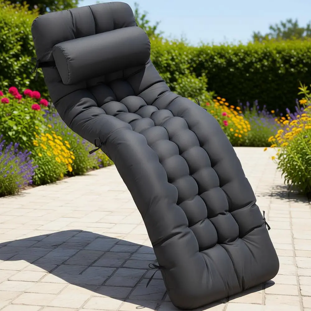 

Серая водонепроницаемая подушка для шезлонга 66 дюймов с подушкой и ремнями, устойчивая к погодным условиям, сменная накладка на стул