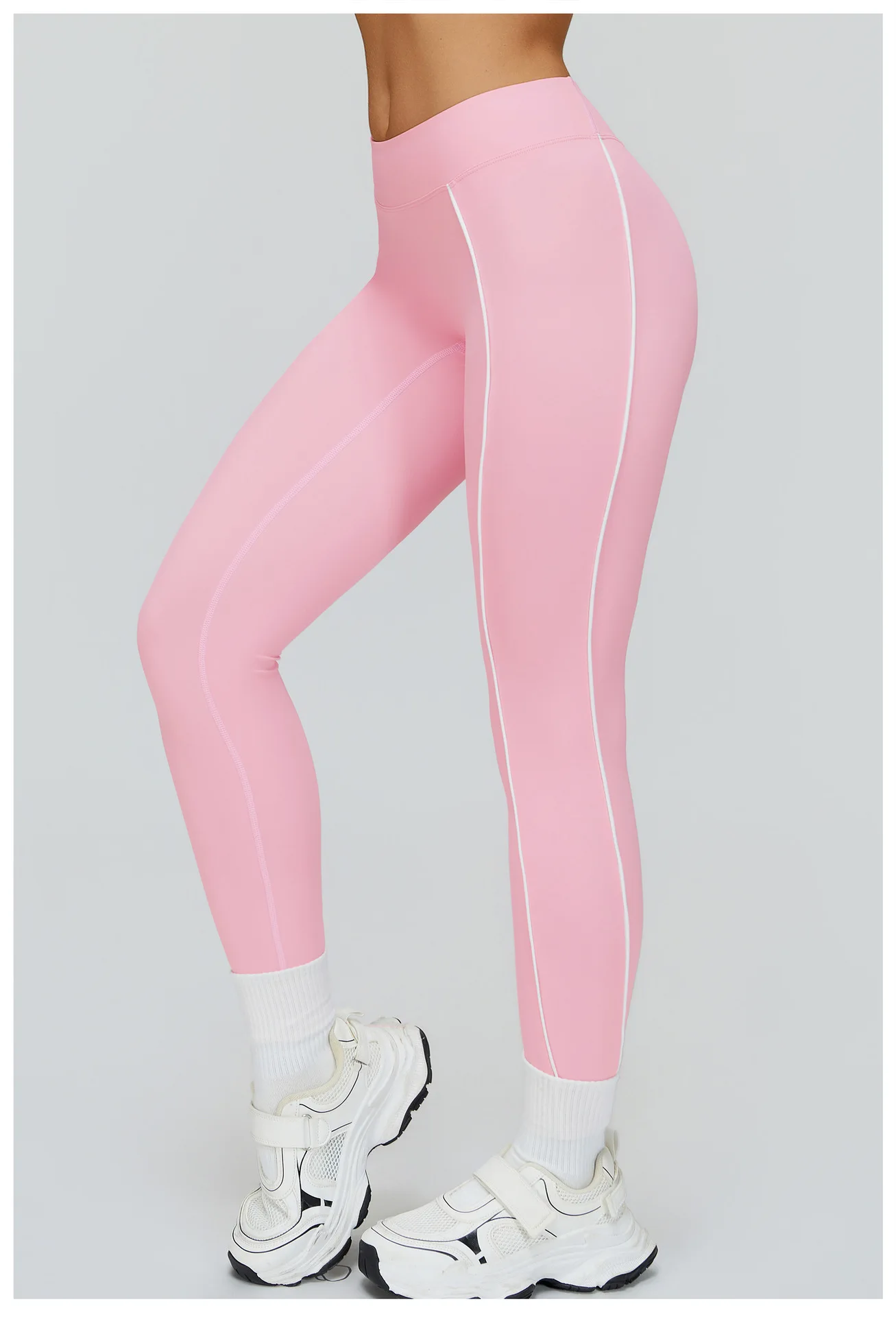 

High Waist Color Blocking Nude Sports Pants Tight Fitting Beautiful Buttocks Outdoor Running Sports Trousers