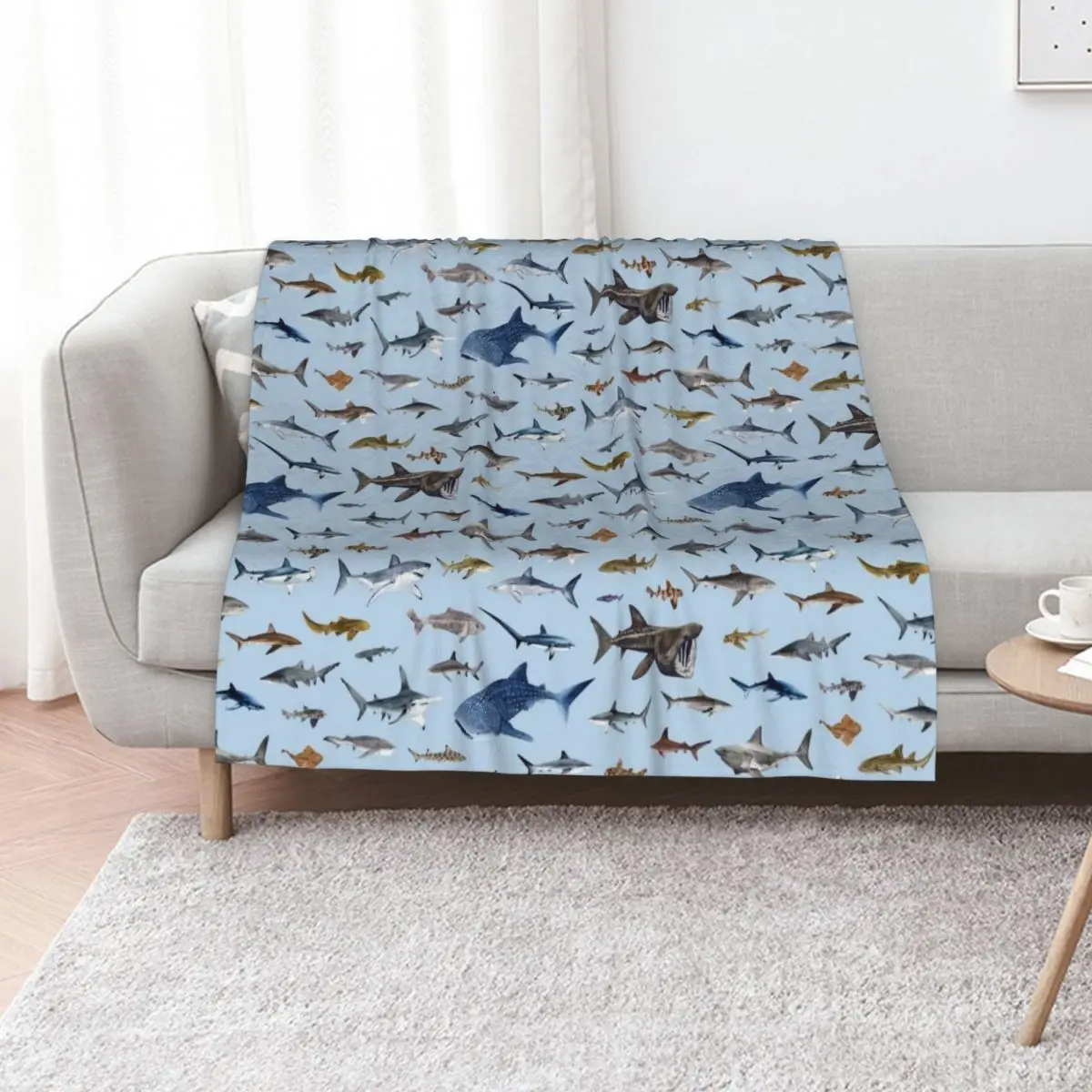SHARKS poster-light blue Throw Blanket Camping Hairy Soft christmas decoration For Baby decorative Blankets