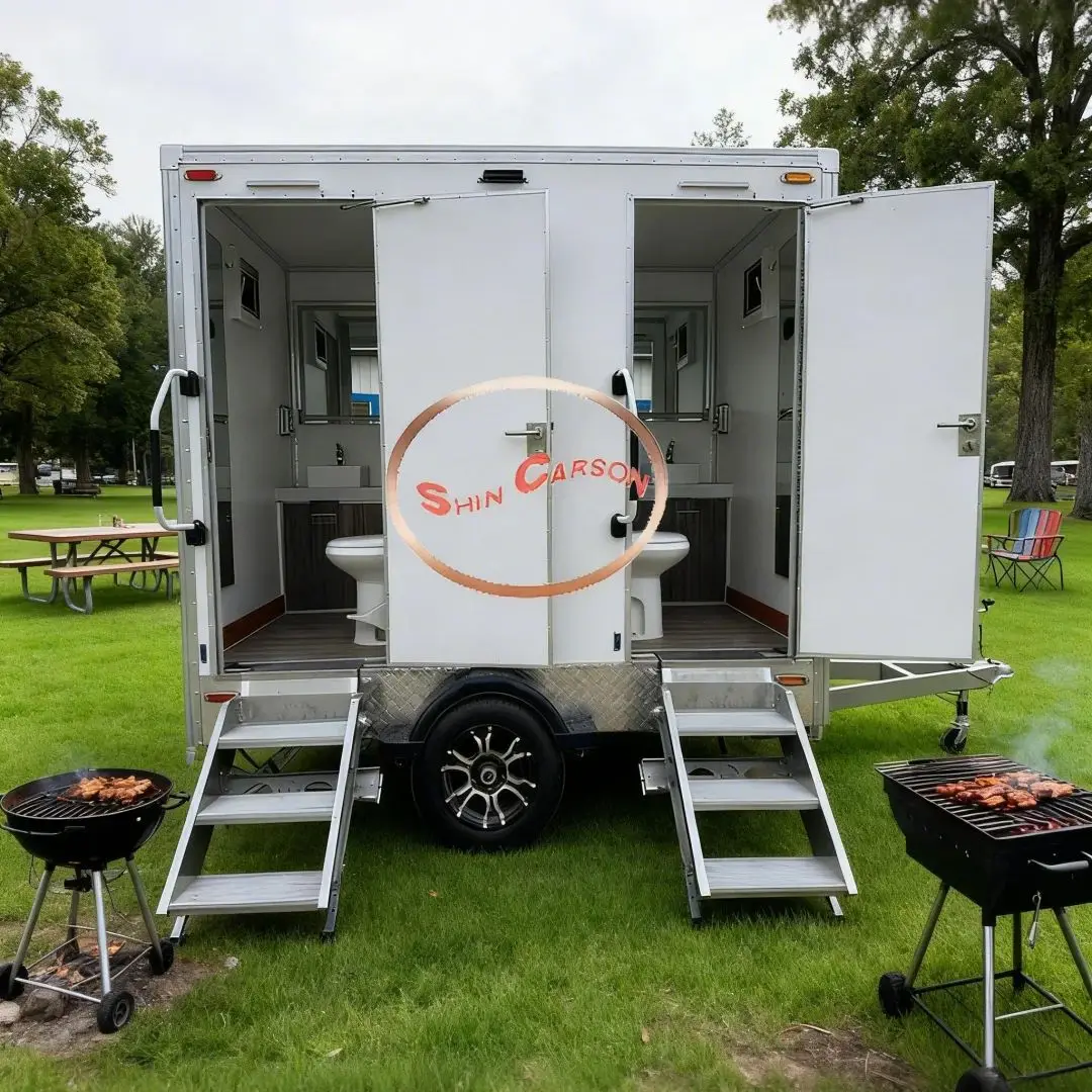 

High-End Fashion 2-Door Portable Toilet Towable Outdoor Camping Construction Emergency Bathroom Fashionable Portable Restroom