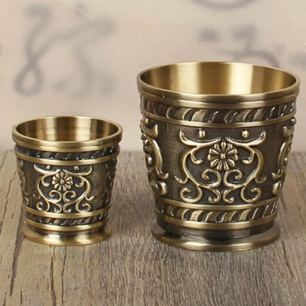 20/50ML Retro Wine Cup Flower Engraved Beer Mugs Tumbler Cup Cocktail Coffe Cup Metal Coffee Mug Cocktails Tea Cup Drinking Cup