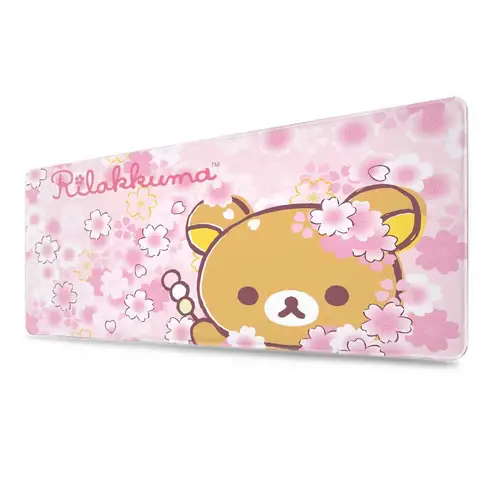 Imagen 2 del producto Alfombrilla de goma para juegos Kawaii, alfombrilla para ratón antideslizante, alfombrilla para mesa de Anime rosa Rilakkuma, accesorios para ordenador de oficina, alfombrilla para ratón de escritorio de velocidad