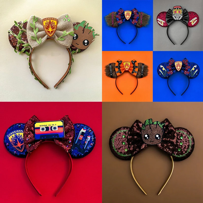 Disney Guardians of The Galaxy Headbands for Women Marvel Groot Hairband Girl Star-Lord Bow Rocket Raccoon Ears Hair Accessories