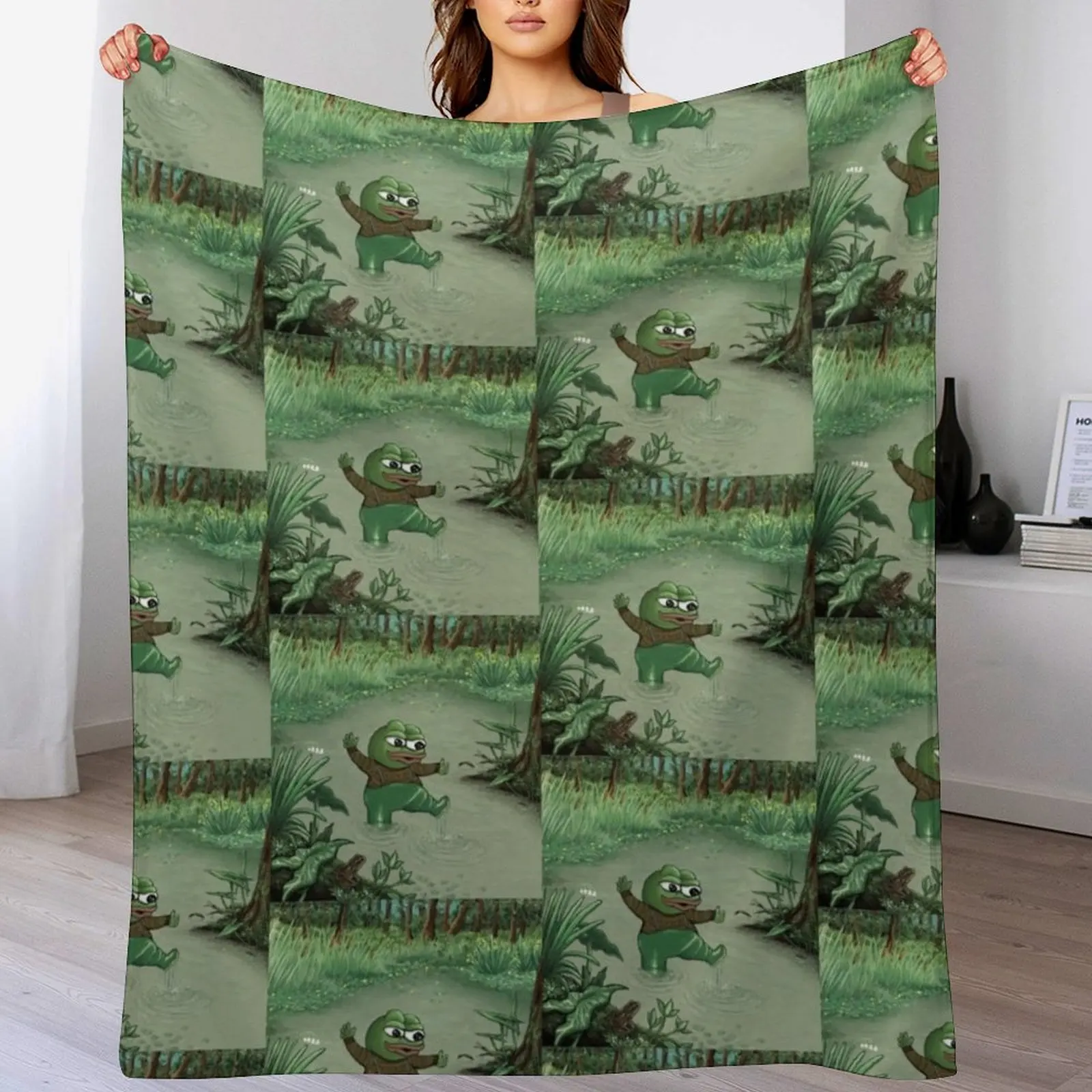 

Happy Pepe The Frog Throw Blanket Soft Sherpa Fleece Warm Blanket for Winter