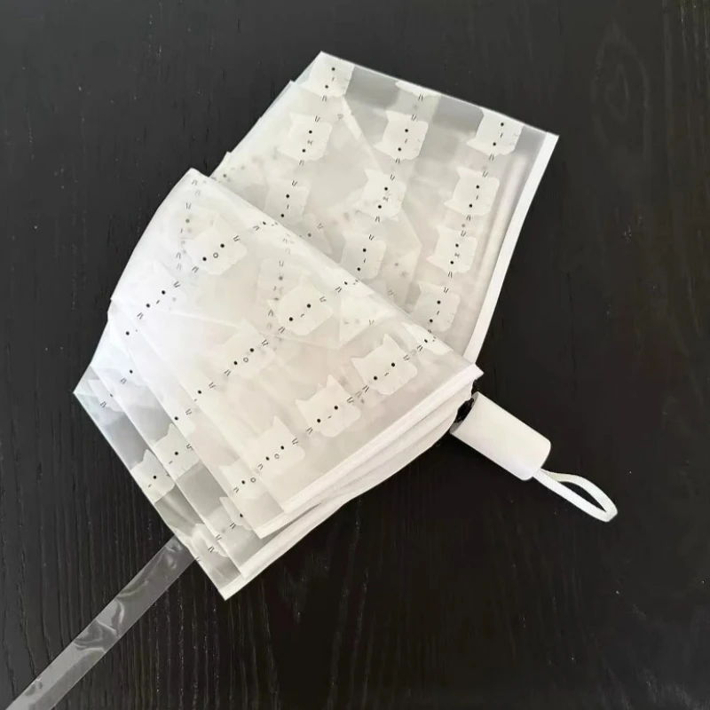 Cat Frosted Rain or Shine Fresh Rice Transparent Umbrella Cute Rabbit Fully Automatic Children's Folding Cartoon