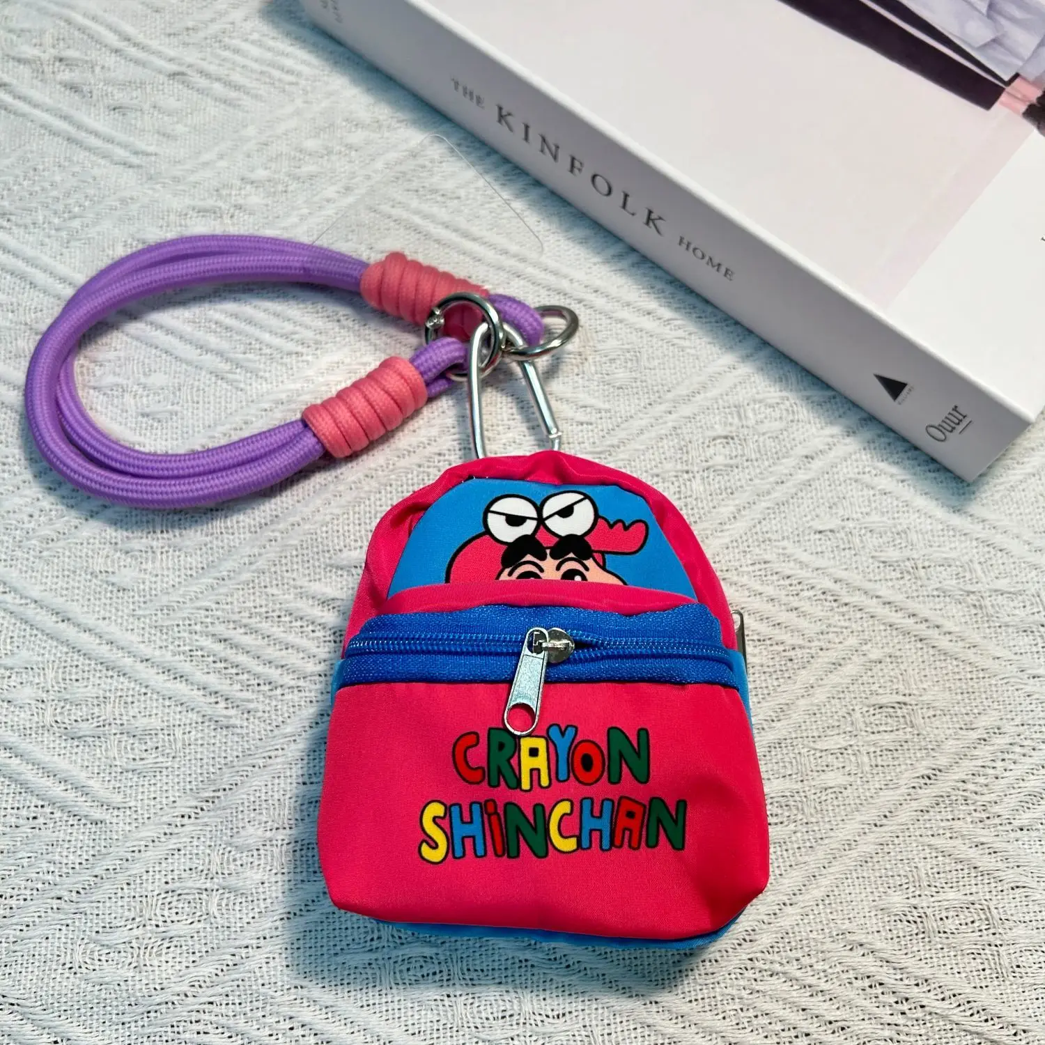 New Crayon Shin Chan Cartoon Change Zipper Bag, Kawaii Backpack Style Trendy Anime Hanging Decoration Bag Decorative Girl Toy