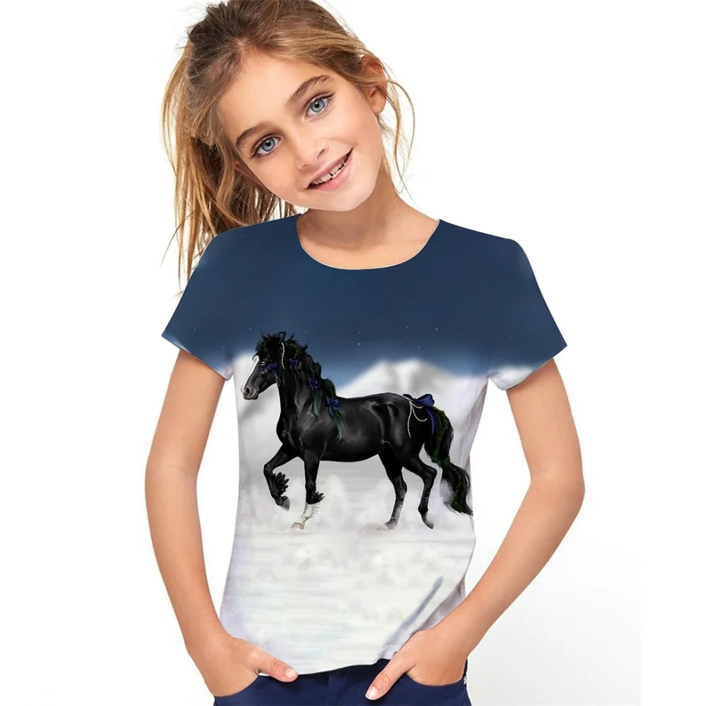 Baby Mädchen T-Shirt Sommer lässig bequem atmungsaktiv Kurzarm 3d gedruckt Spaß Mädchen T-Shirt Kinder kleidung