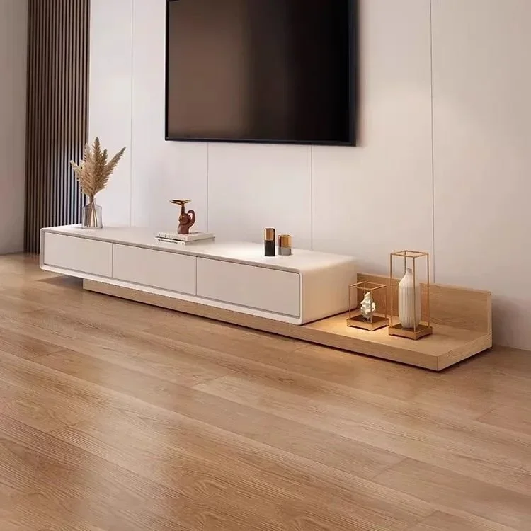 2026 TV Cabinet Coffee Table Combo Retractable Modern Minimalist Stretch Floor Cabinet with Drawers