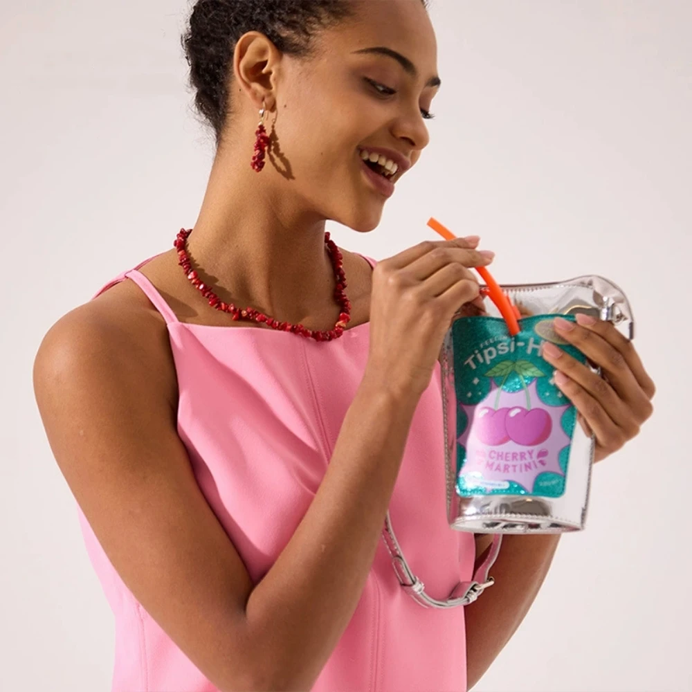 

Сверкающая сумка для телефона в форме чашки, креативная сумка-коробка для любви, сумка с буквой из ПВХ, полосатая сумка с клубничным джемом, банка с буквенным принтом, сумка-ведро