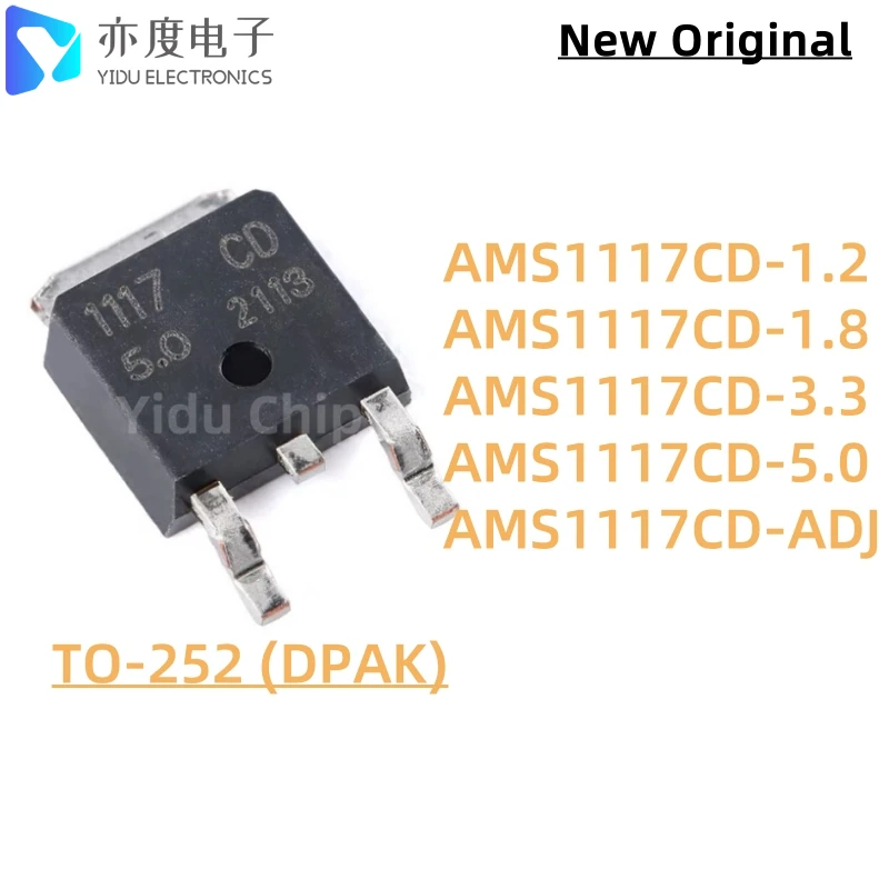 

20pcs/lot AMS1117 TO-252 AMS1117CD-1.2 AMS1117CD-1.8 AMS1117CD-3.3 AMS1117CD-5.0 AMS1117CD-ADJ 1117CD IC LDO REG