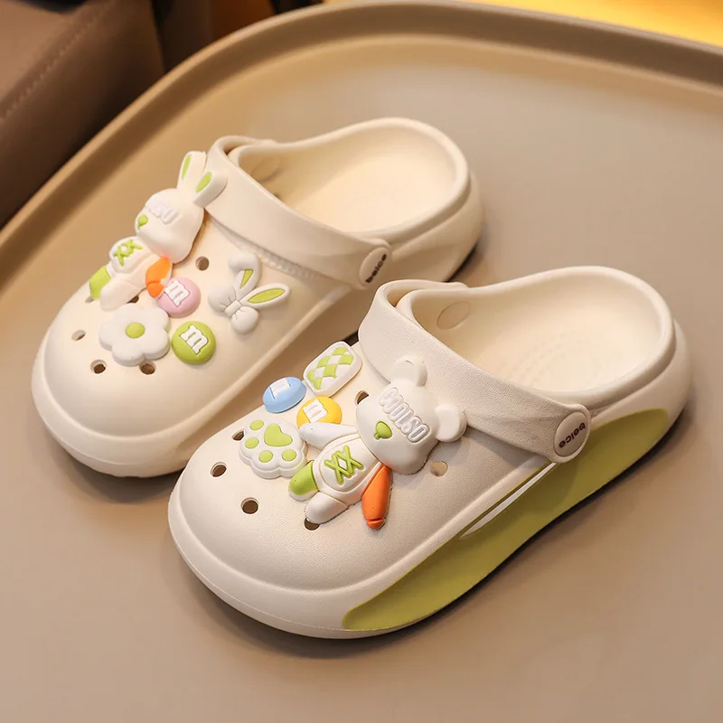 Summer Kids Sandals Hole Children\'s Shoes Slippers Soft Anti-Skid Cartoon DIY Design Hole Baby Shoes Sandy Beach For Boys Girls