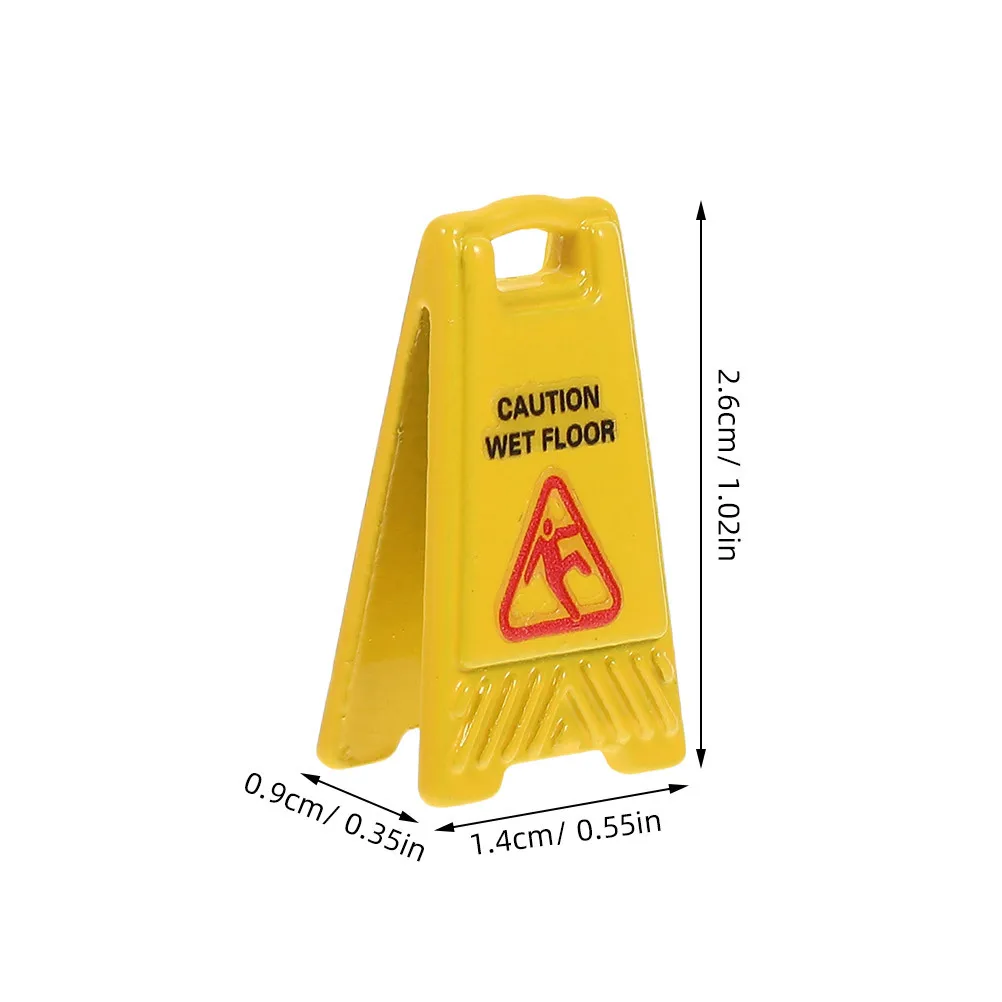 6 قطعة تحذير مصغر علامات أرضية مبللة سبيكة واقعية علامات تحذير السلامة الصغيرة لديكور بيت الدمى لعب الأدوار التعليمية #6