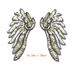 1 Pairs Sequins Paillette Wings Patches Cap Iron On Embroidered Appliques DIY Apparel Accessories Patch Clothing Fabric Badges