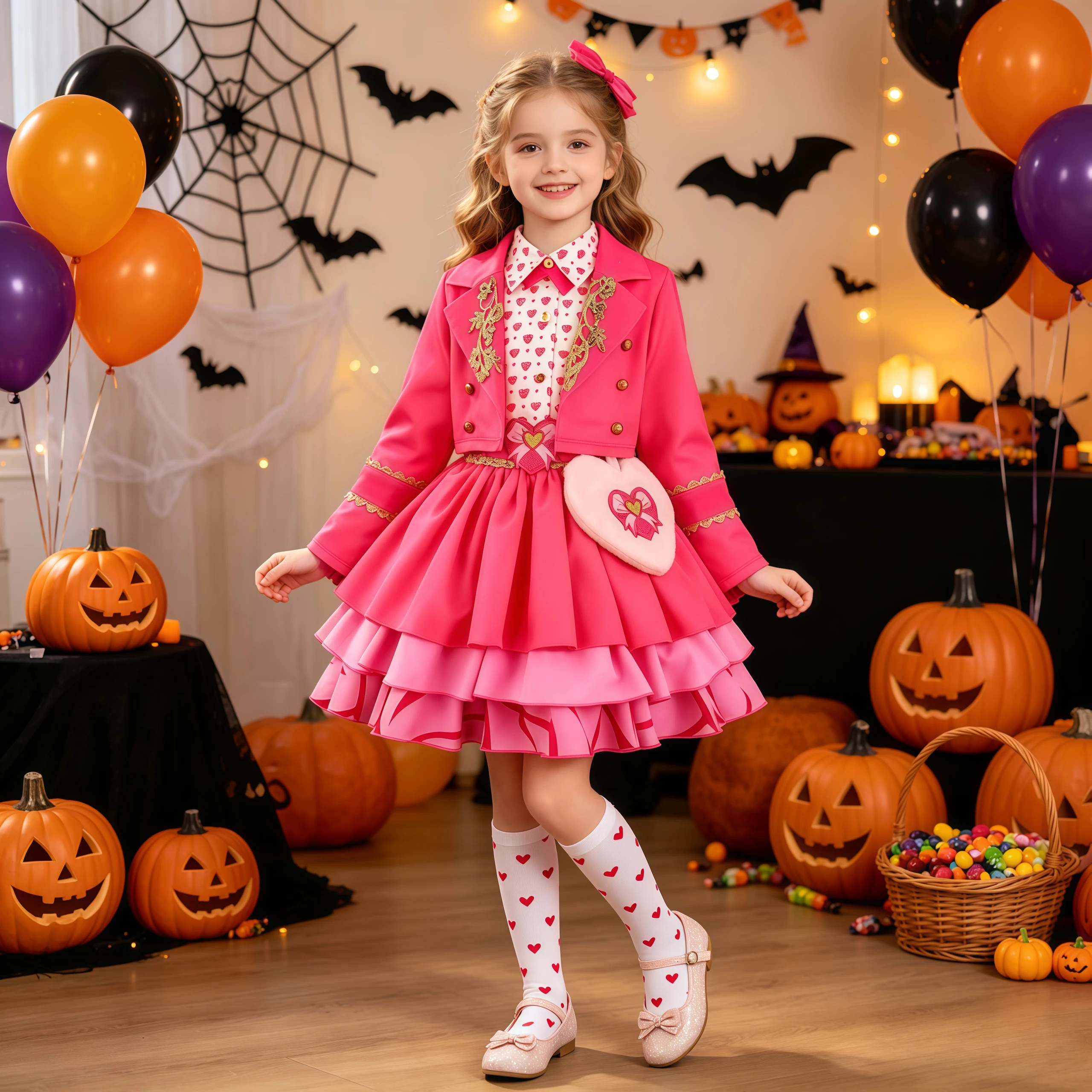 Movie Princess Pink Costume 4PCS Set Children Coat Shirt Dress Bag Socks For Kids Girls Halloween Carnival Birthday Party Outfit