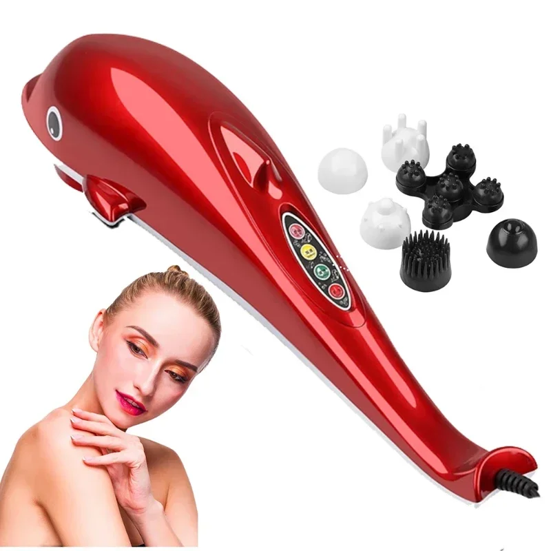 

Electric Dolphin Massager European Gauge Red Blue Back Massager Hammer Vibrating Infrared Stick Roller Neck Body Massager Masaje