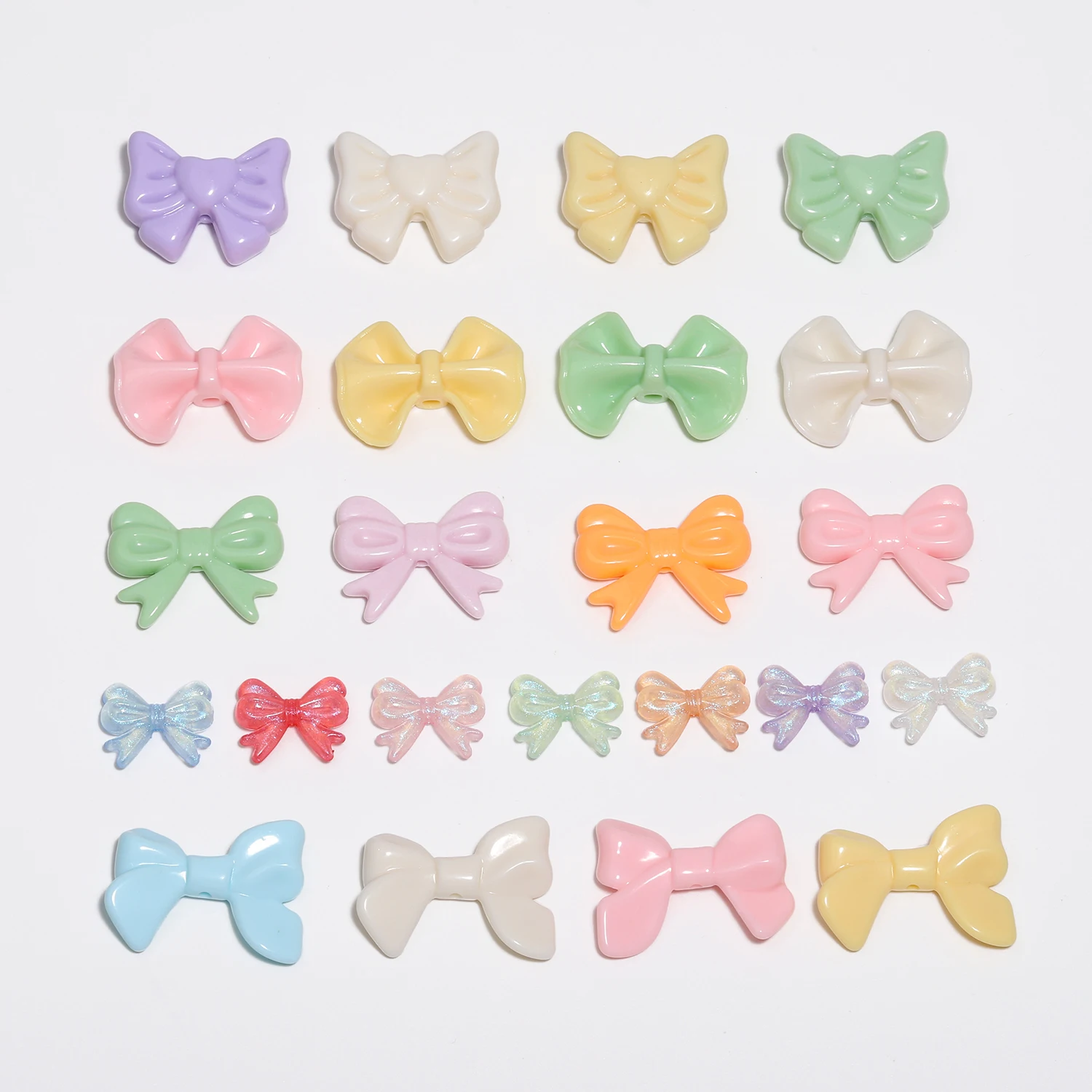 1Pack Candy Color Acrylic Bowknot Beads Mixed Size Bow Tie Spacer Beads for Bracelet Handcraft Findings DIY Jewelry Accessories