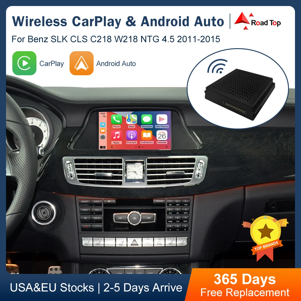 Plug & Play Wireless Carplay Decoder for Mercedes Benz SLK CLS C218 W218 NTG 4.5 2011-2015 Year Android Auto