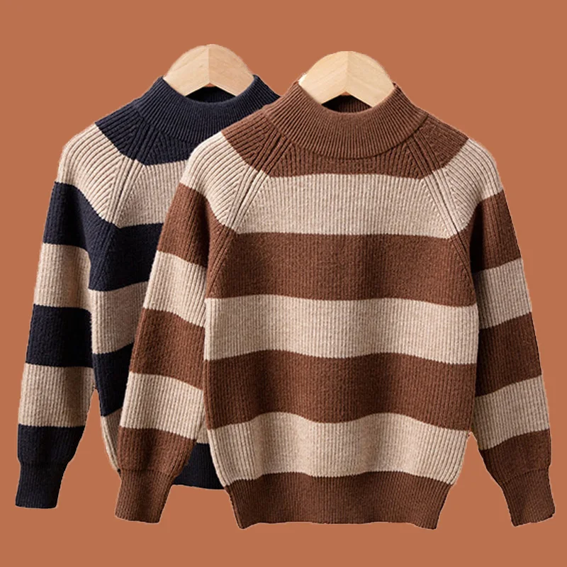 

Boys Girls Striped Sweater Kids Autumn Winter New Knitted Pullover Children Casual Knitted Jumper Toddler Fashion Clothing 1-10Y