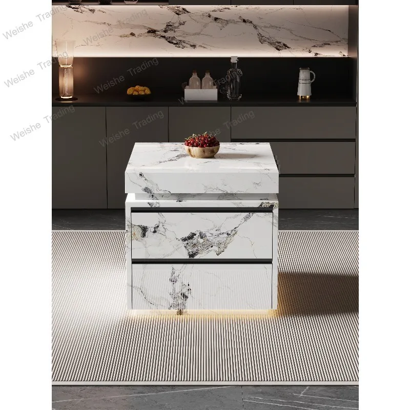 Light luxury minimalist separate island cabinet, rock slab with sink, middle guide table cabinet, storage cabinet