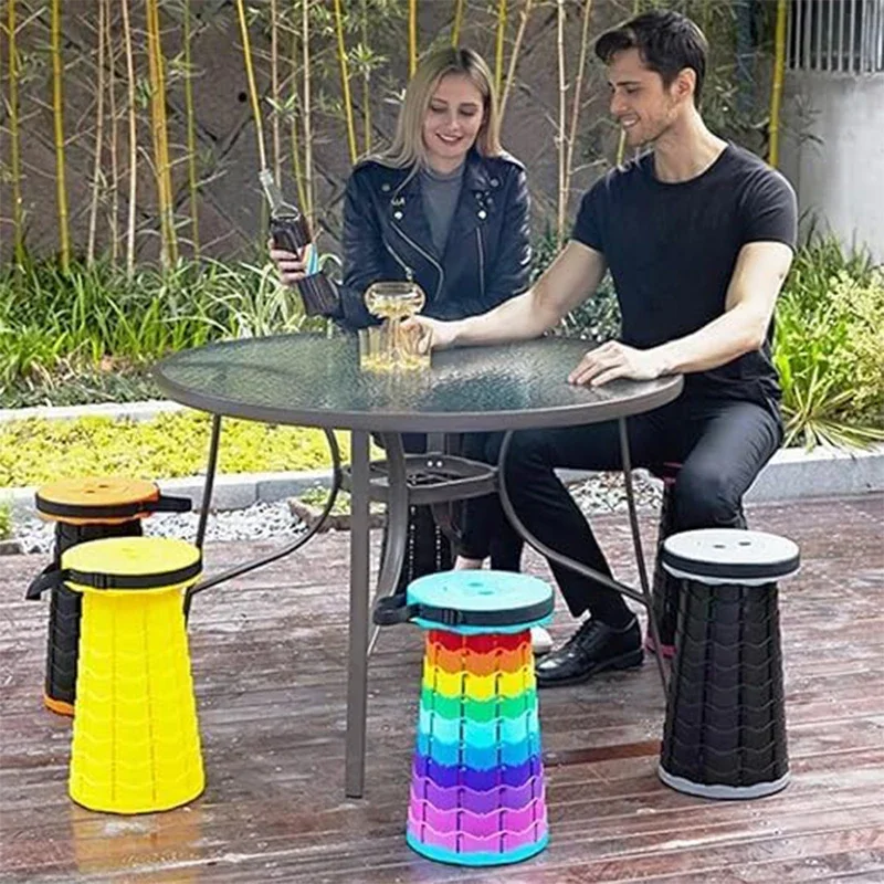 Adjustment Round Folding Chair Round Telescopic Stool Portable Party Supplies Wedding Gift for Guests Bachelorette Event Festive