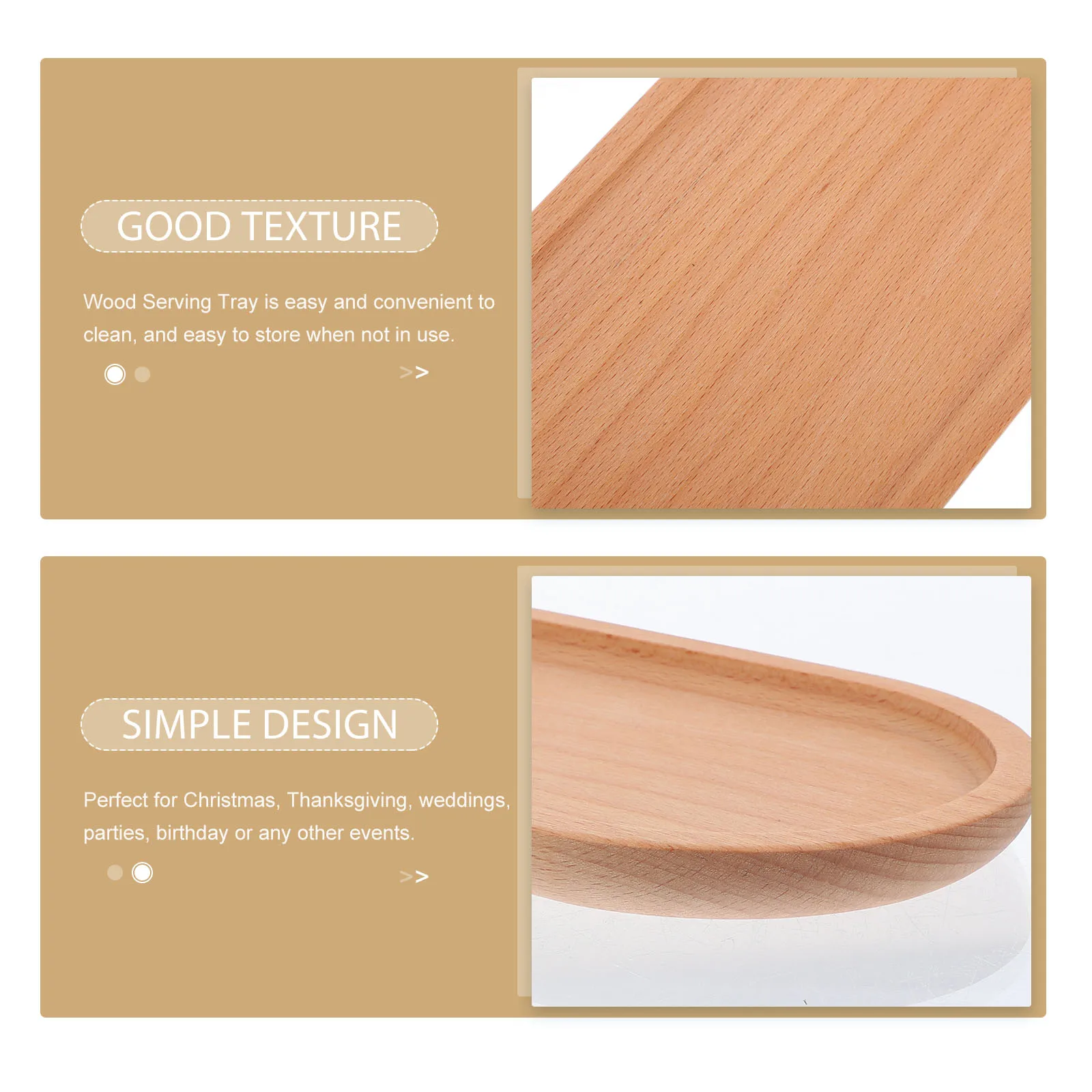 

2Pcs Wooden Dessert Tray Food Serving Tray for Cake Cheese Snacks Fruit Bread Dry Fruit Party Wedding Christmas Thanksgiving