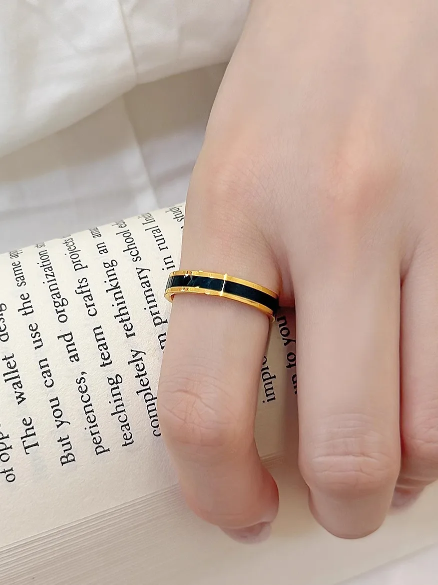 

Elegant Titanium Steel Enamel Ring for Women Simple Design High Quality Court Style Retro Popular Personality Unique Ring Trend
