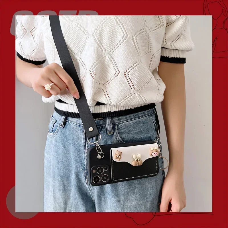 ل Xiaomi 15T Pro Crossbody قلادة حزام الحبل الحبل محفظة سيليكون الحال بالنسبة Xiaomi Mi 15 T 17 برو ماكس فتحة للبطاقات بولي يوريثان قذيفة #2