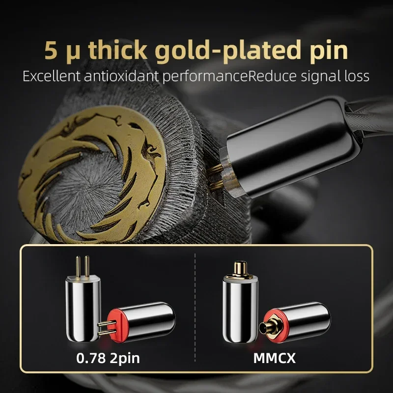 TODN HiFi 4 الأساسية الجرافين الفضة مطلي OCC iem كابل 4.4 مللي متر/3.5 مللي متر MMCX/2Pin التوصيل الصوت سماعة كابل Litz هيكل محوري #5