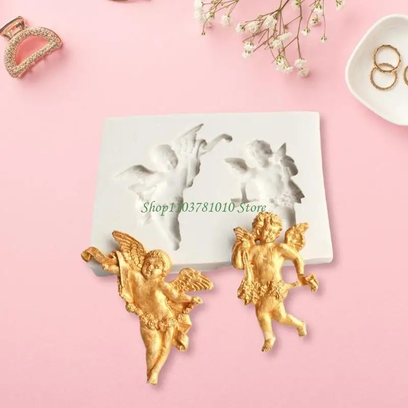 u55d الفن النحت السيليكون السيليكون قوالب لزخرفة الملاك قوالب السيليكون من أجل صنع شمعة راتنج الايبوكسي #3