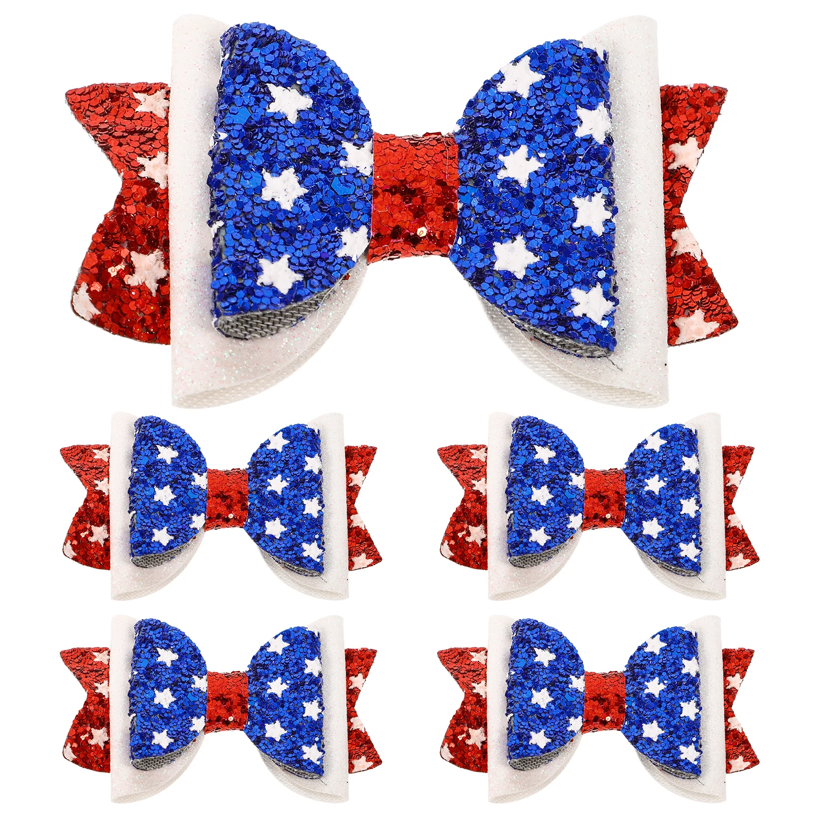 

5 Pcs Clips Patriotic Hair Bows Patriotic Accessories Red White Girls Fine Hair Independence Day Parade Props