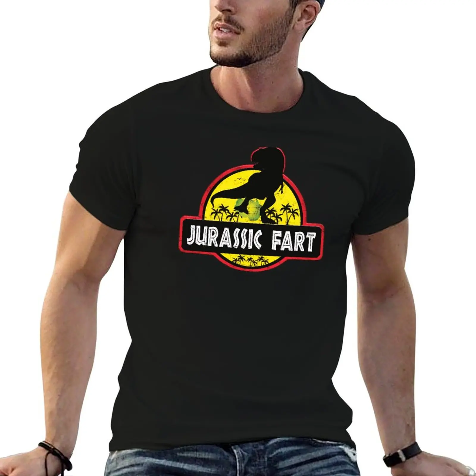 Jurassic Fart T-rex Funny Farting Dinosaur T-Shirt plus size clothes street wear t shirts for men pack