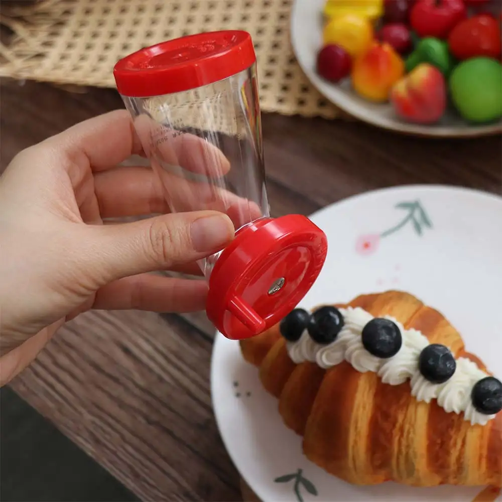 Hand-Rotated Manual Sesame Grinder Transparent Body with Moisture-proof Cover Sesame Mill Bottle Plastic Sesame Dispenser Salad