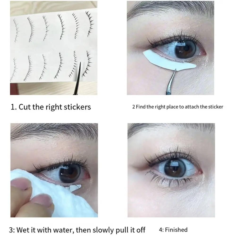 8/10 คู่หลายสไตล์ Lower Eyelash Tattoo สติกเกอร์จําลอง 3D ภายใต้ตาขนตาปลอมทิ้งสีดํา