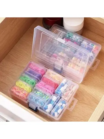 Transparent Plastic Box, Packaging Box, Female Jewelry Portable Handheld Diy Handmade Material Desktop Storage Set Box