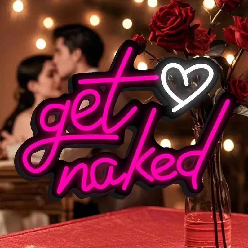 

Неоновая вывеска на заказ «Get Naked» — английский неоновый свет, питание от USB, подсветка буквенного света, декоративный ночник, светодиодная вывеска