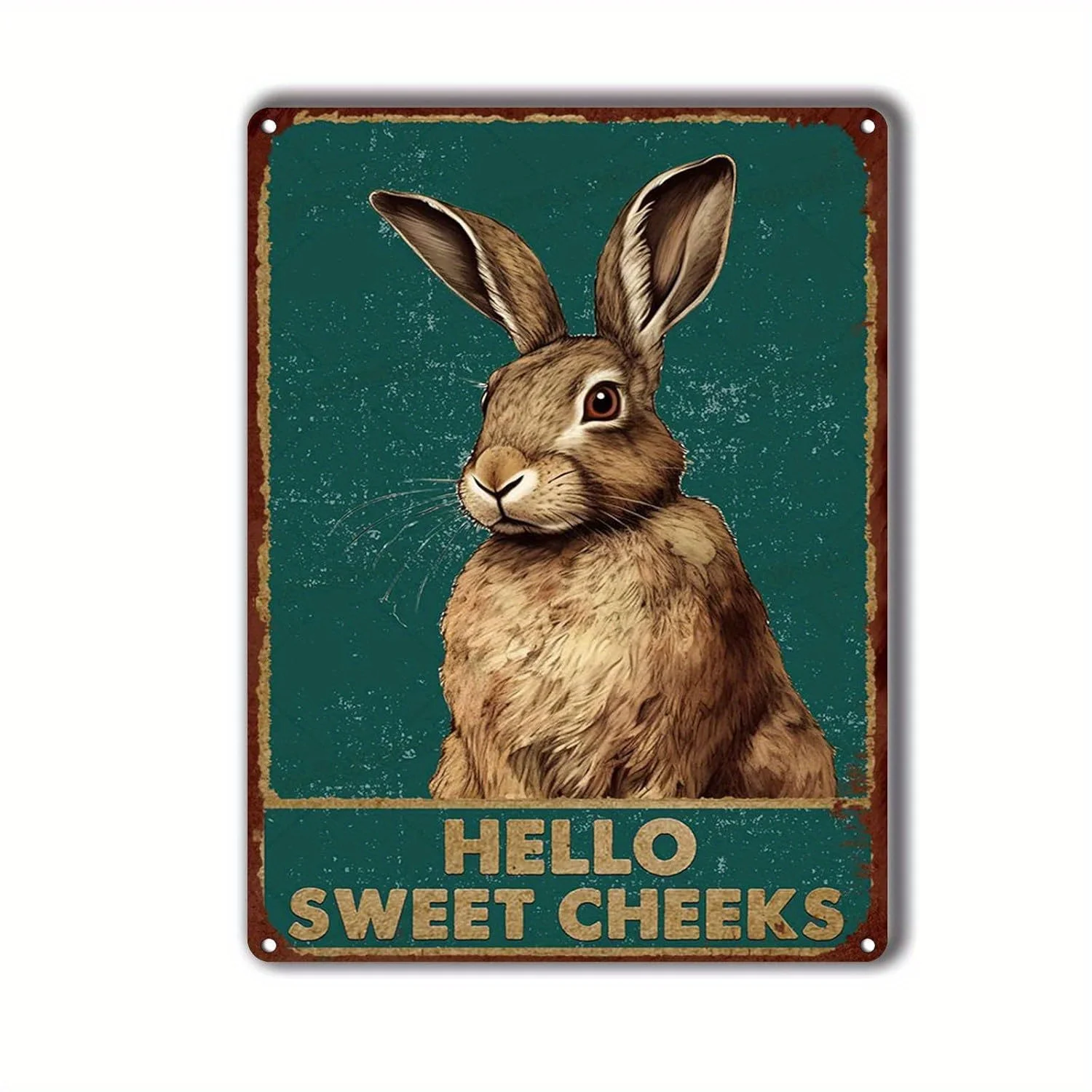 Tin Plaque Hello Sweet Cheeks Rabbit Home Bar Signs for Small Wall Decor for Men
