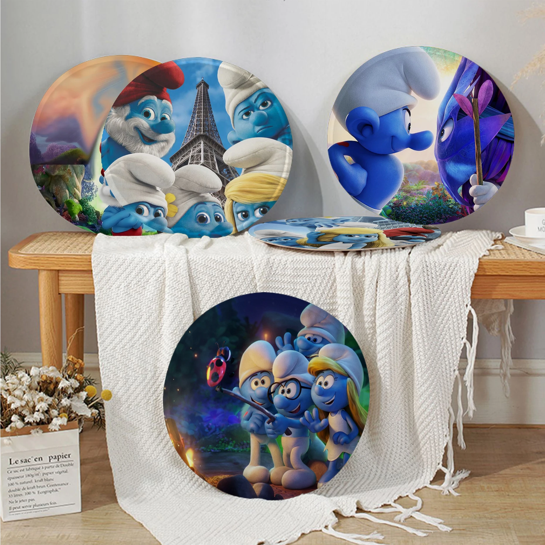 

The Cartoon S-Smurfs Cushion Mat Round Chair Mat Soft Pad Seat Cushion For Dining Patio Home Office Indoor Outdoo Stool Seat Mat