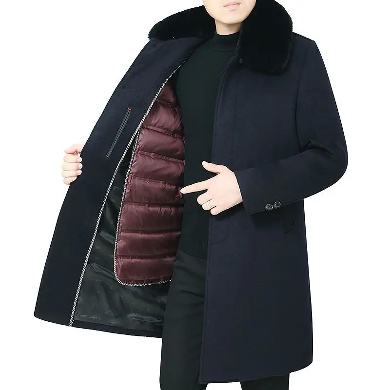 

Double-sided Cashmere Coat Men Wool Jacket Male Medium Winter Thick Button Down Trench Solid Woolen Coat Chaqueta Hombre C93