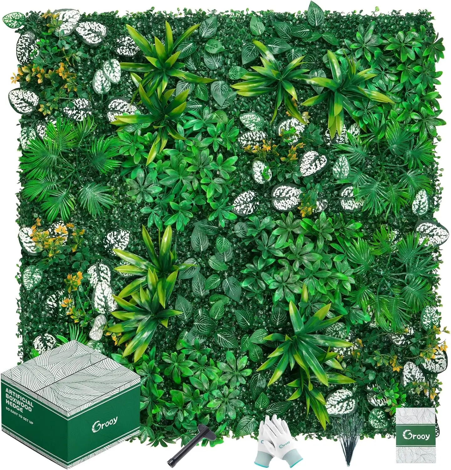 

Realistic Boxwood Hedge Panels 12-Pack 20x20in, UV Protected Greenery Wall for Indoor Outdoor Privacy Screen Wedding Decor