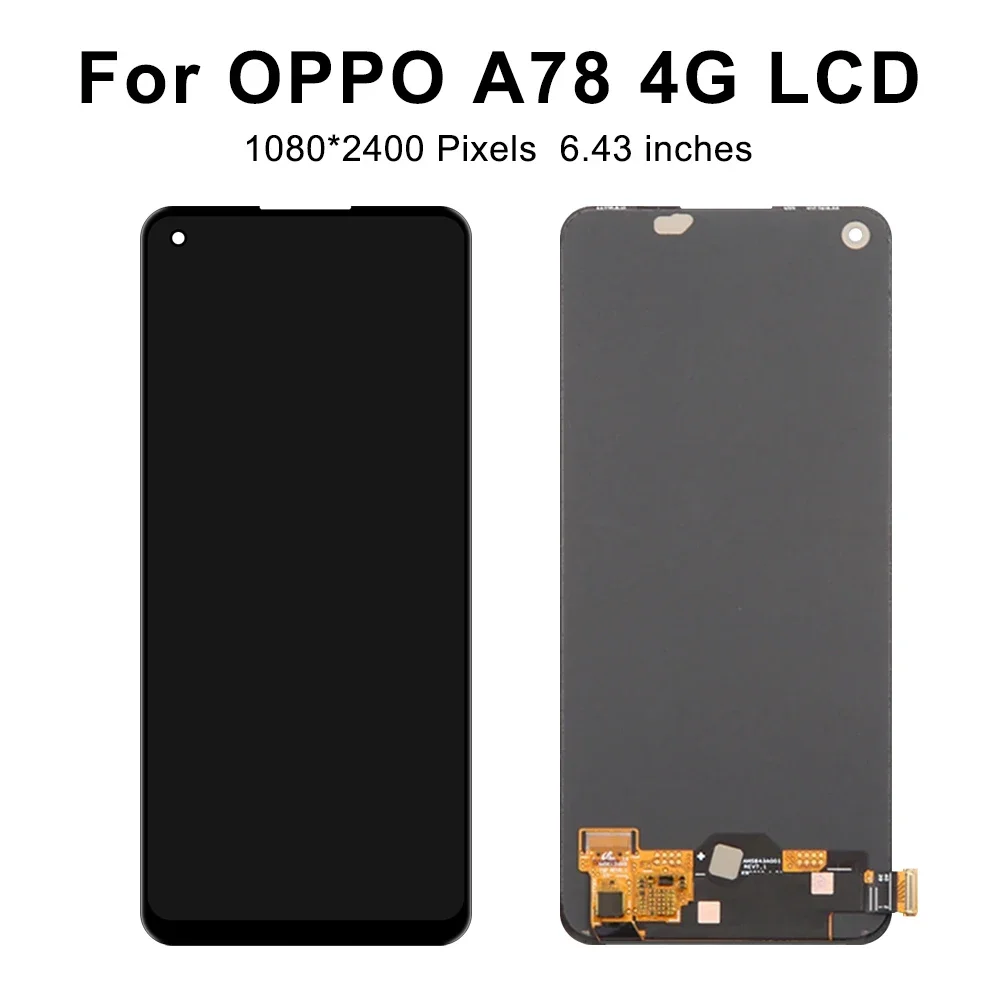 For OPPO A78 4G 6.43\'\'For AMOLED A78 4G CPH2565 LCD Display Touch Screen Digitizer Assembly Replacement