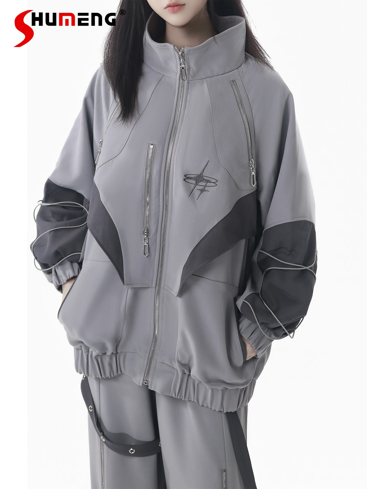 

Original Design Student Y2K Sportswear Spring and Autumn New 2025 Women Sweet Cool Fashion Loose Zipper Jacket Pants Skirt Set