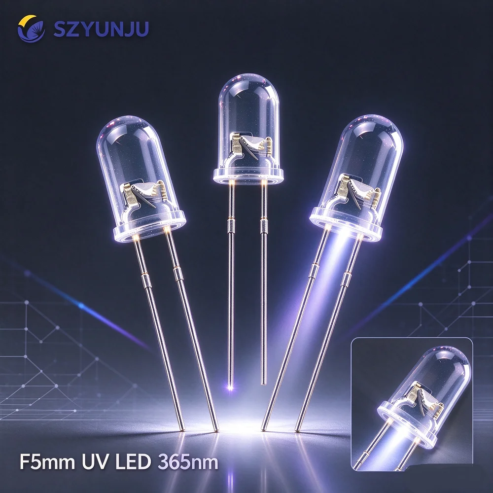 100PCS 2pin Round UV LED Lamp Ultra Violet UV 5mm Purple 365nm CLEAR Purple light