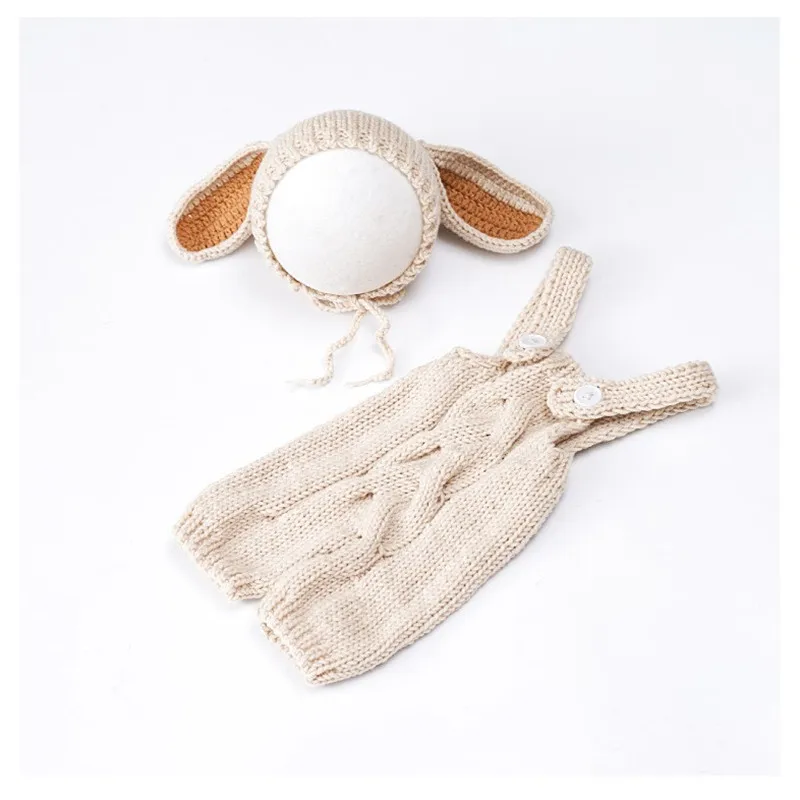 2023 Newborn bunny romper photography props,handmade rabbit big ear clothes for baby shoot