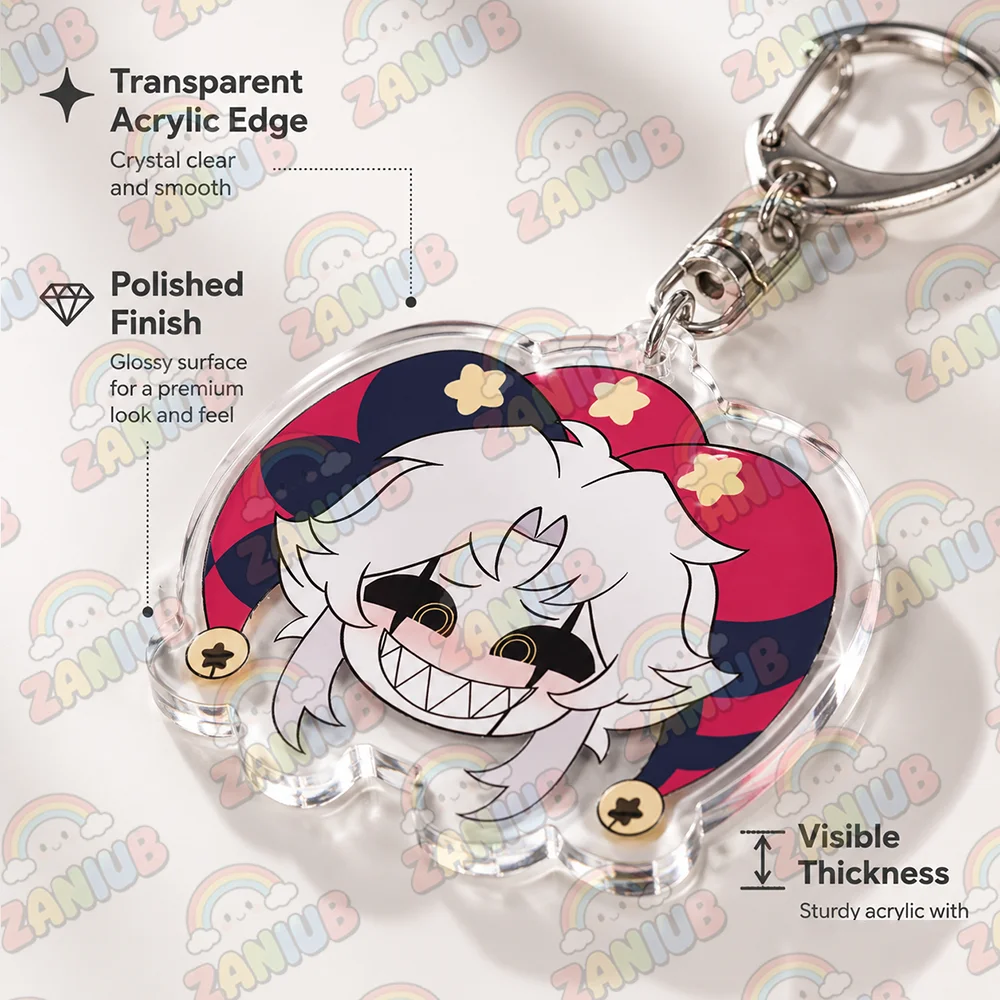 The Freak Circus Acrylic Keychain Pierrot Harlequin Jester Anime Game Bag Charm Keyring Cartoon Pendant Fans Gift