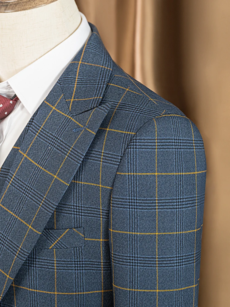 ST Cassy High Quality 3 Piece Checkered Suit Set Men Stylish Business Office Wedding Formal Outfit Full Elegant Man Suit view 2