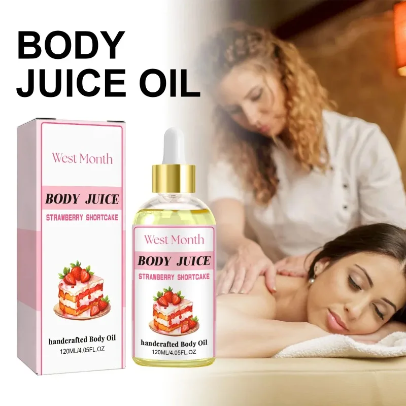 120ml Strawberry Flavor Body Oil Body Juice Oil Lubricant for Body Massage Moisturizing Smoothing Brightening Essential Oil