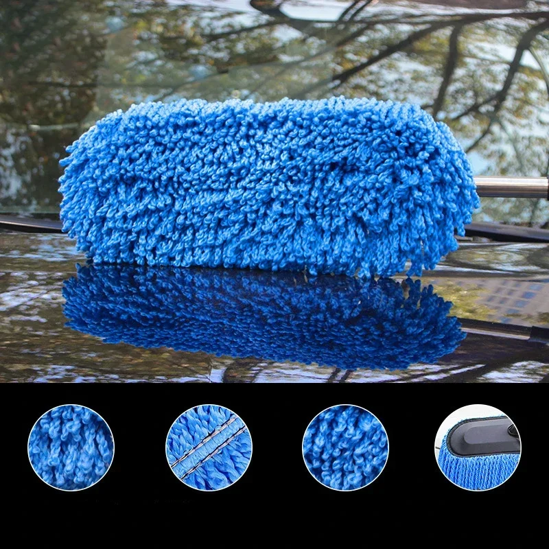 Car Wash Wax Mop Dust Removal Retractable Nanofiber Duster Brush Exterior Interior Cleaning Tool Handle To Trap Pollen Detailing