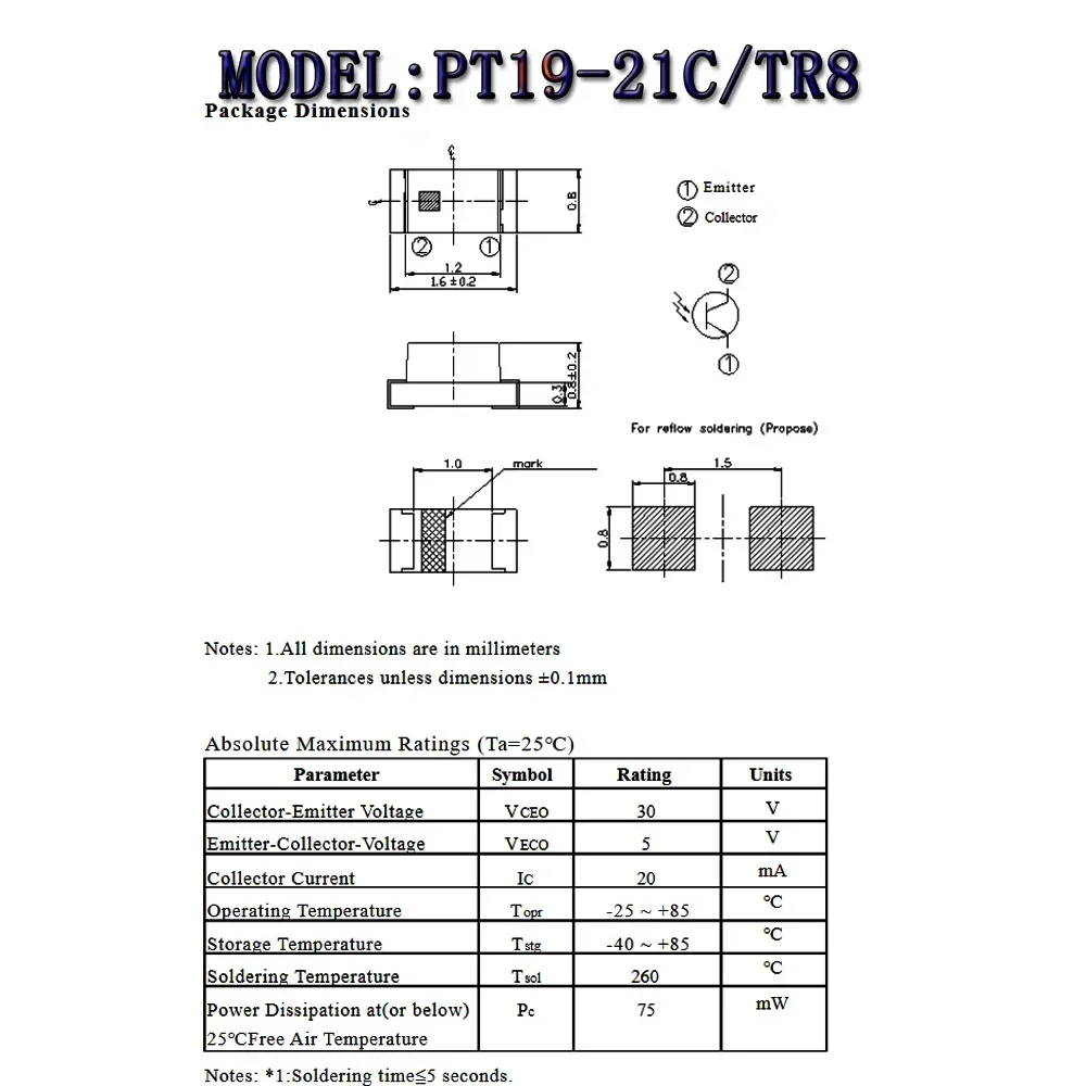 100pcs IR19-21C Launch tubePT19-21C Receiver tube Infrared reception and emission sensor volume0603 Wavelength 940NM